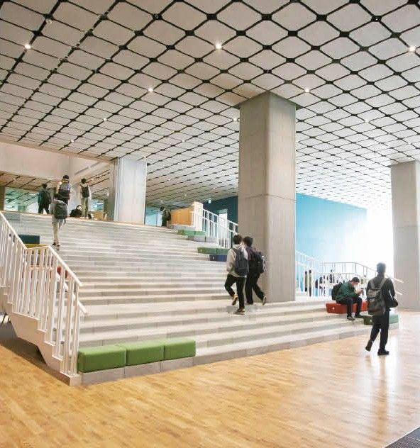 城西大学キャンパス 大階段のある吹き抜け